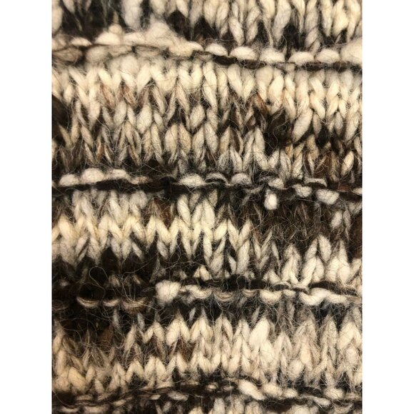 Hand-Knit Wool Blend Marbled Pullover Sweater In Brown & Cream Handmade - Picture 2 of 4